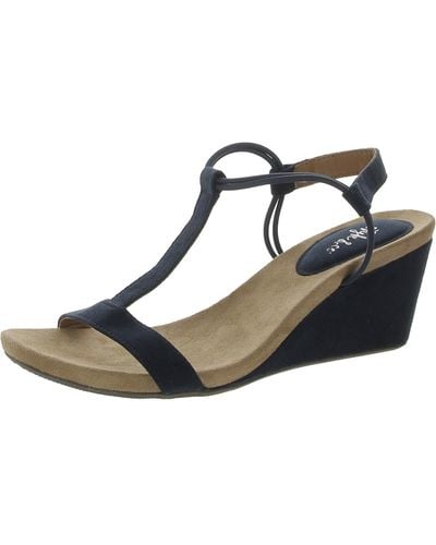 Style & Co. Faux Suede Strappy Wedge Sandals - Black