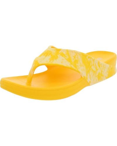 Bzees Villa Print Slip On Thong Flip-flops - Yellow