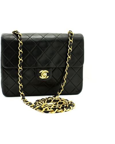 Chanel Mini Matelassé Black Leather Shoulder Bag (Pre-Owned)