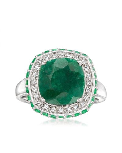 Ross-Simons Emerald And . White Topaz Ring - Green
