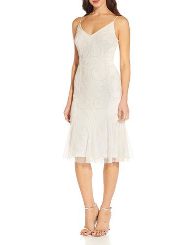 Adrianna Papell Lace Maxi Cocktail And Party Dress - White