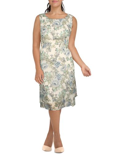 Connected Apparel Plus Chiffon Floral Shift Dress - Green