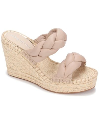 Kenneth Cole Olivia Braided Open Toe Easy On-and-off Construction Wedge Sandals - Natural