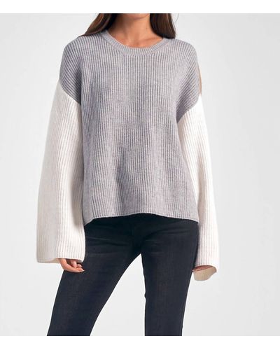 Elan Colorblock Crewneck Sweater - Gray