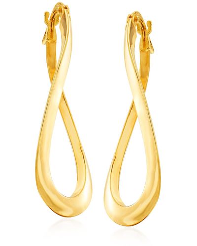 Ross-Simons Italian 14kt Gold Curvy Oval Hoop Earrings - Yellow