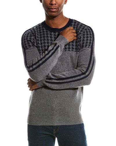 Kier + J Kier + J Houndstooth Wool & Cashmere-blend Sweater - Gray