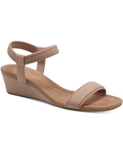 Alfani Valli Ankle Strap Comfort Wedge Sandals - Brown