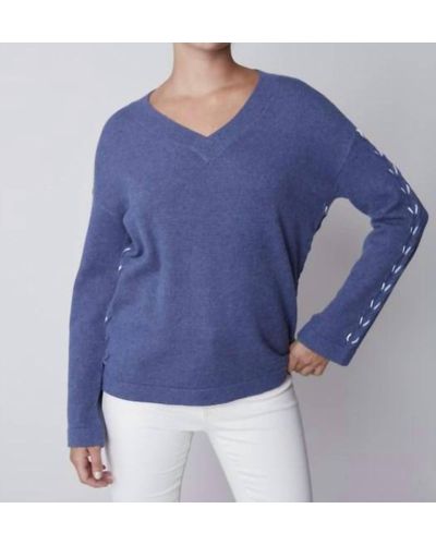 Charlie b Sweater With Detail On Sides - Blue