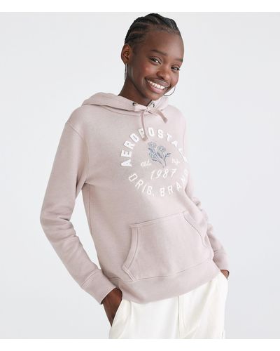 Aéropostale Arch Floral Pullover Hoodie - White