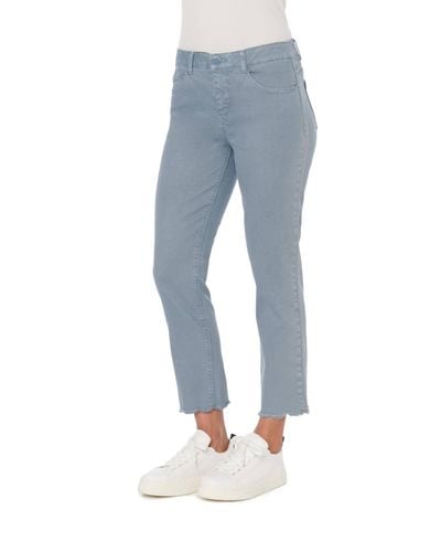 Democracy Ab'solution High Rise Slim Straight Crop With Scalloped Fray Hem - Blue
