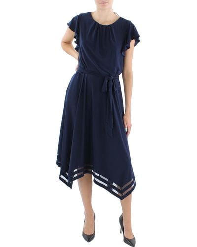Jessica Howard Illusion Hem Calf Midi Dress - Blue