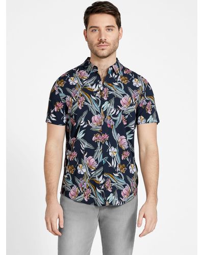 Guess Factory Grego Printed Shirt - Blue