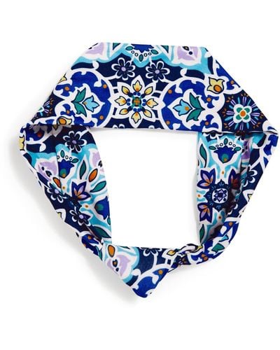 Vera Bradley Cotton Knotted Headband With Buttons - Blue