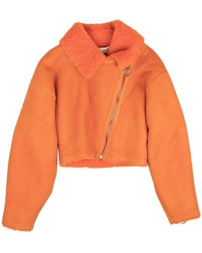 Off-White c/o Virgil Abloh Orange Cropped Shearling Jacket