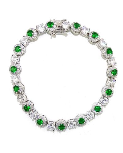 Savvy Cie Jewels Ss White Cz & Emerald Cir. Brac. - Green
