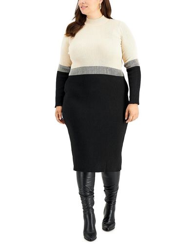 Taylor Plus Colorblock Midi Sweaterdress - Black
