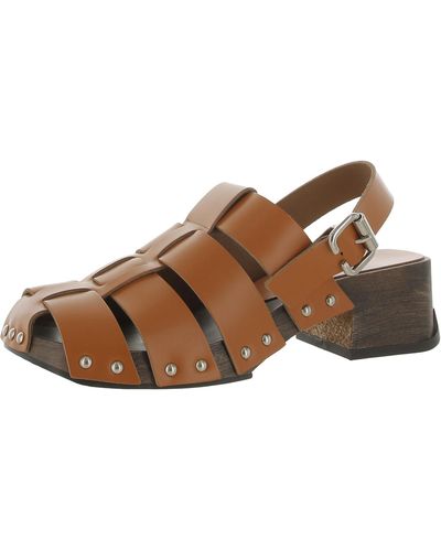 Miista Darline Burnished Brick Leather Studded Clogs - Brown