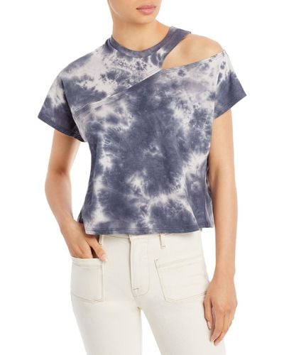 Aqua Cotton Cut Out T-shirt - Blue