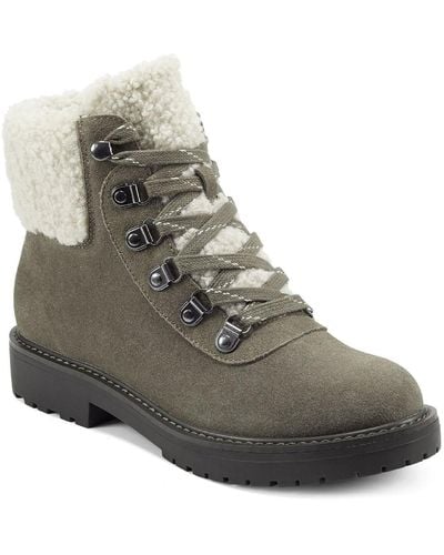 Easy Spirit Luanna 8 Leather Lace Up Winter & Snow Boots - Gray