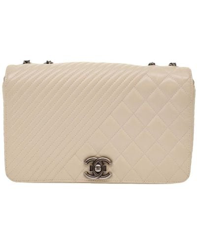 Chanel Coco Boy Leather Shoulder Bag (pre-owned) - Natural