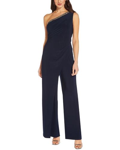 Adrianna Papell Petites Ruched Drapey Jumpsuit - Blue