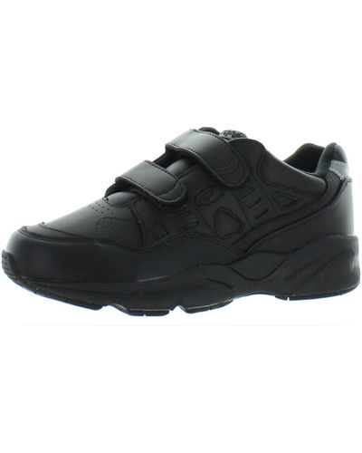 Propet Stability Walker Leather Low Top Walking Shoes - Black