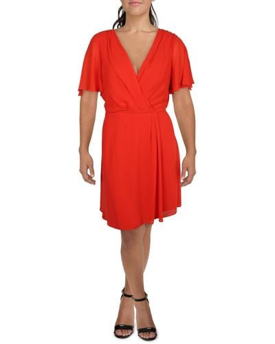 Lauren by Ralph Lauren Pleated Midi Wrap Dress - Red