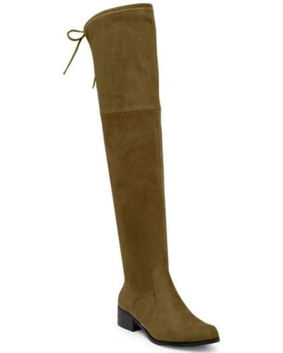 Charles David Gammon Faux Suede Pull On Over-the-knee Boots - Green