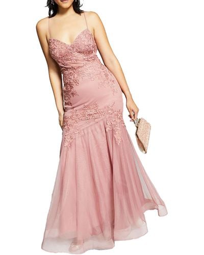 Blondie Nites Juniors Embellished Mermaid Evening Dress - Pink