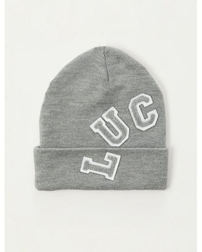 Lucky Brand Lucky Patch Letter Beanie - Gray