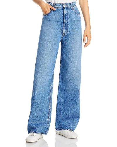Mother Yummy Puddle High Waist Faded Wide Leg Jeans - Blue