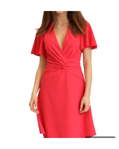 London Times Wrap Inspi Dress - Red
