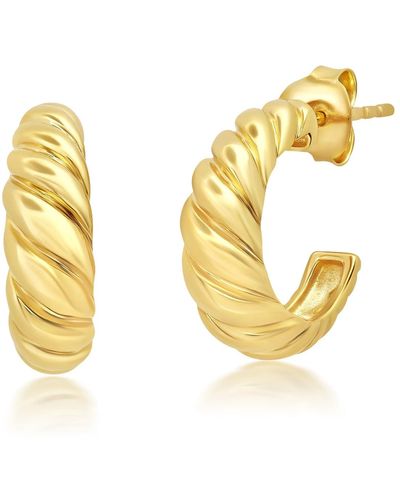MAX + STONE 18k Gold Over Sterling Silver Vermeil Croissant Hoop Earring - Yellow