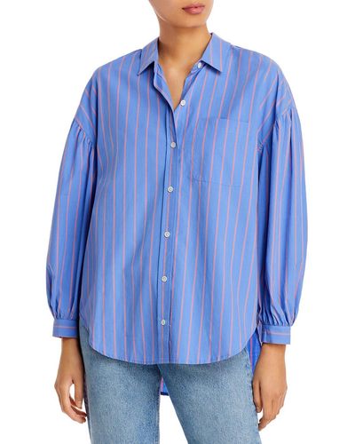 Rails Janae Striped Balloon Sleeve Button-down Top - Blue