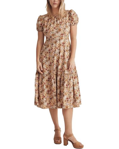 Madewell Floral Open Back Midi Dress - Natural