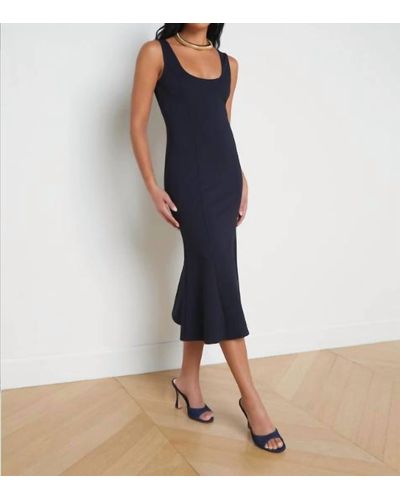 L'Agence Flared Bisous Sleeveless Flared Dress - Blue