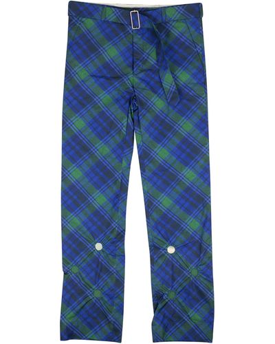 STEFAN COOKE Studded Tartan Print Pants - Blue/green