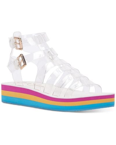 Jessica Simpson Bimala Buckle Ankle Strap Wedge Sandals - White