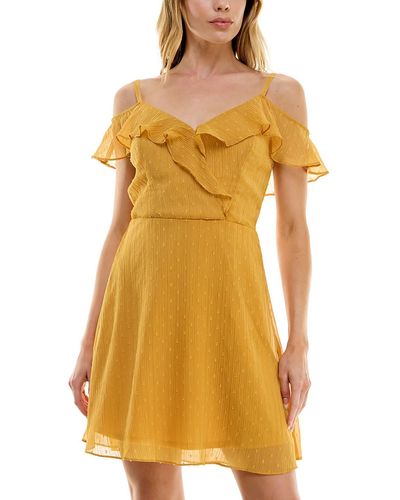 Bcx Juniors Clip-dot Mini Fit & Flare Dress - Yellow