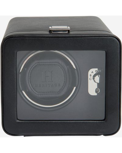 WOLF 1834 Windsor Leather Single Watch Winder With Cover - Black