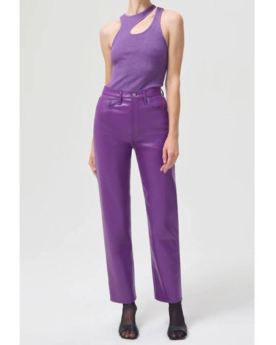 Agolde Recycled Leather 90s Pinch Waist Pant - Purple