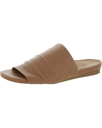 Softwalk Camano Leather Slip On Slide Sandals - Brown