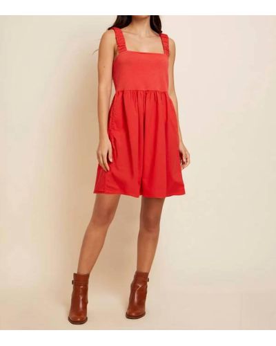 Nation Ltd Harlyn Combo Babydoll Dress - Red