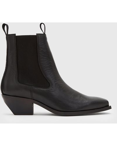 AllSaints Vally Two-tone Leather Ankle Boots - Black