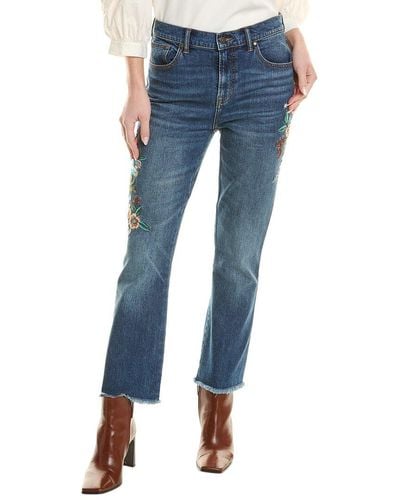 Johnny Was Ardell Cropped Baby Boot Jean - Blue