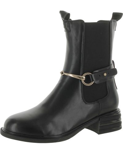 TORGEIS Bellevue Faux Leather Block Heel Chelsea Boots - Black