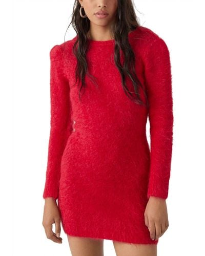 Ba&sh Tunia Alpaca Sweater Mini Dress - Red
