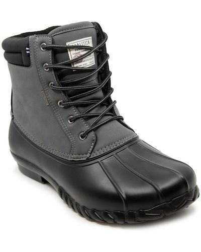 Nautica Channing Faux Leather Lace-up Winter & Snow Boots - Black