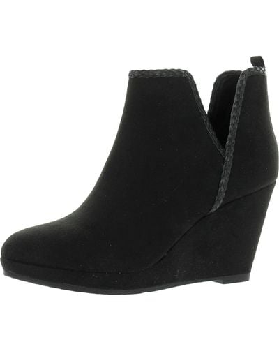 Chinese Laundry Volcano Faux Suede Zip Up Wedge Heels - Black