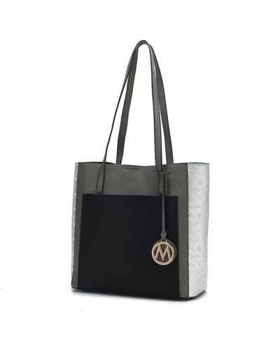 MKF Collection by Mia K Leah Vegan Leather Color-block Tote Bag - Black